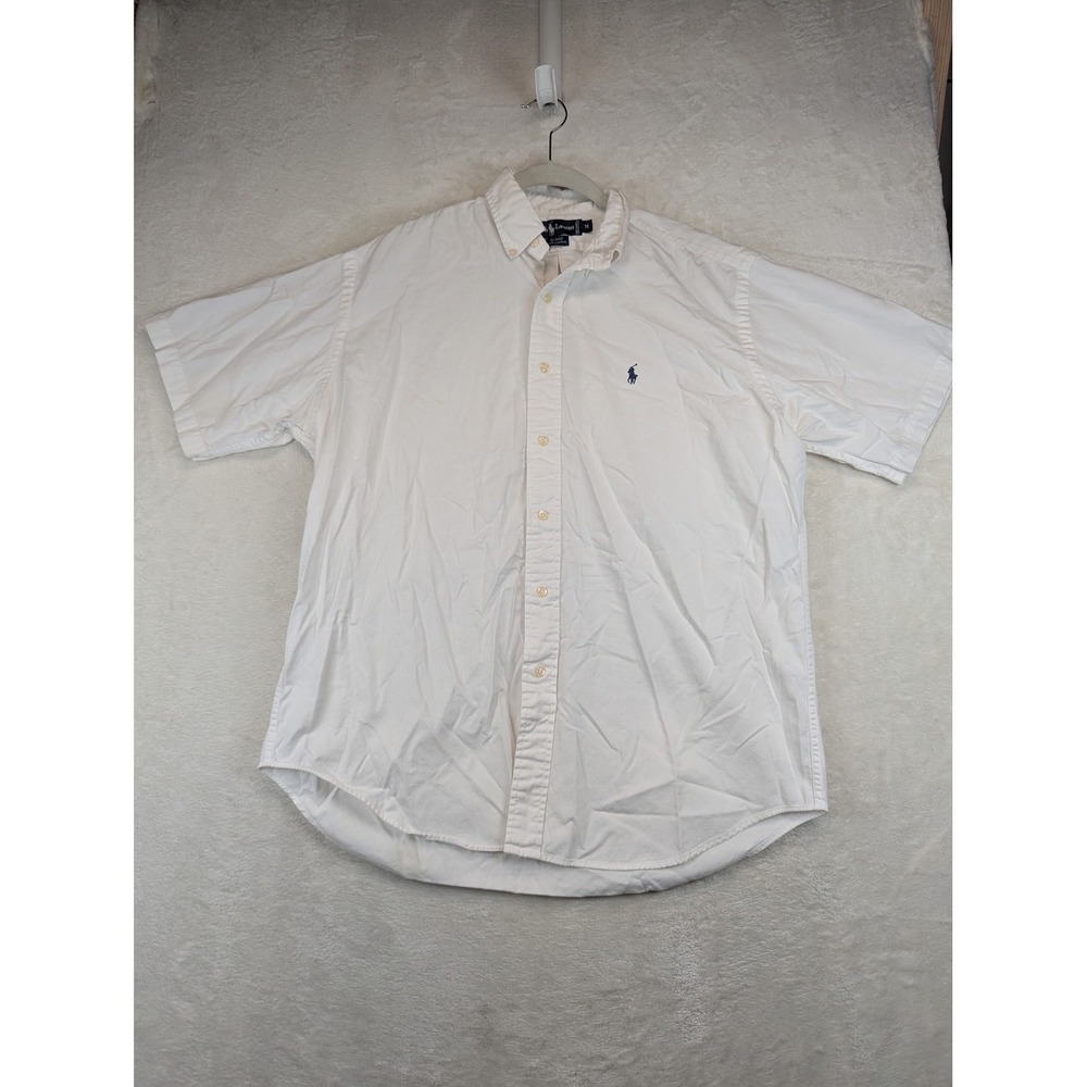Ralph Lauren Blaire Shirt Mens Medium White Short Sleeve Button Down Pony